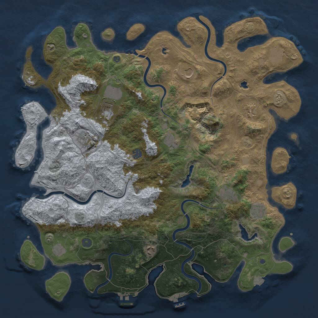 Rust Map: Procedural Map, Size: 4800, Seed: 318887581, 19 Monuments