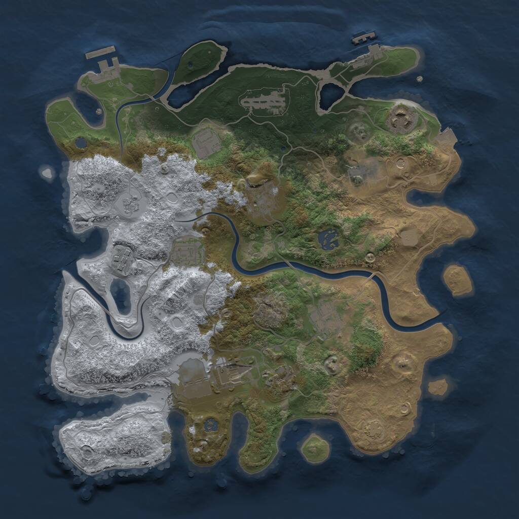 Rust Map: Procedural Map, Size: 3500, Seed: 1795157423, 18 Monuments