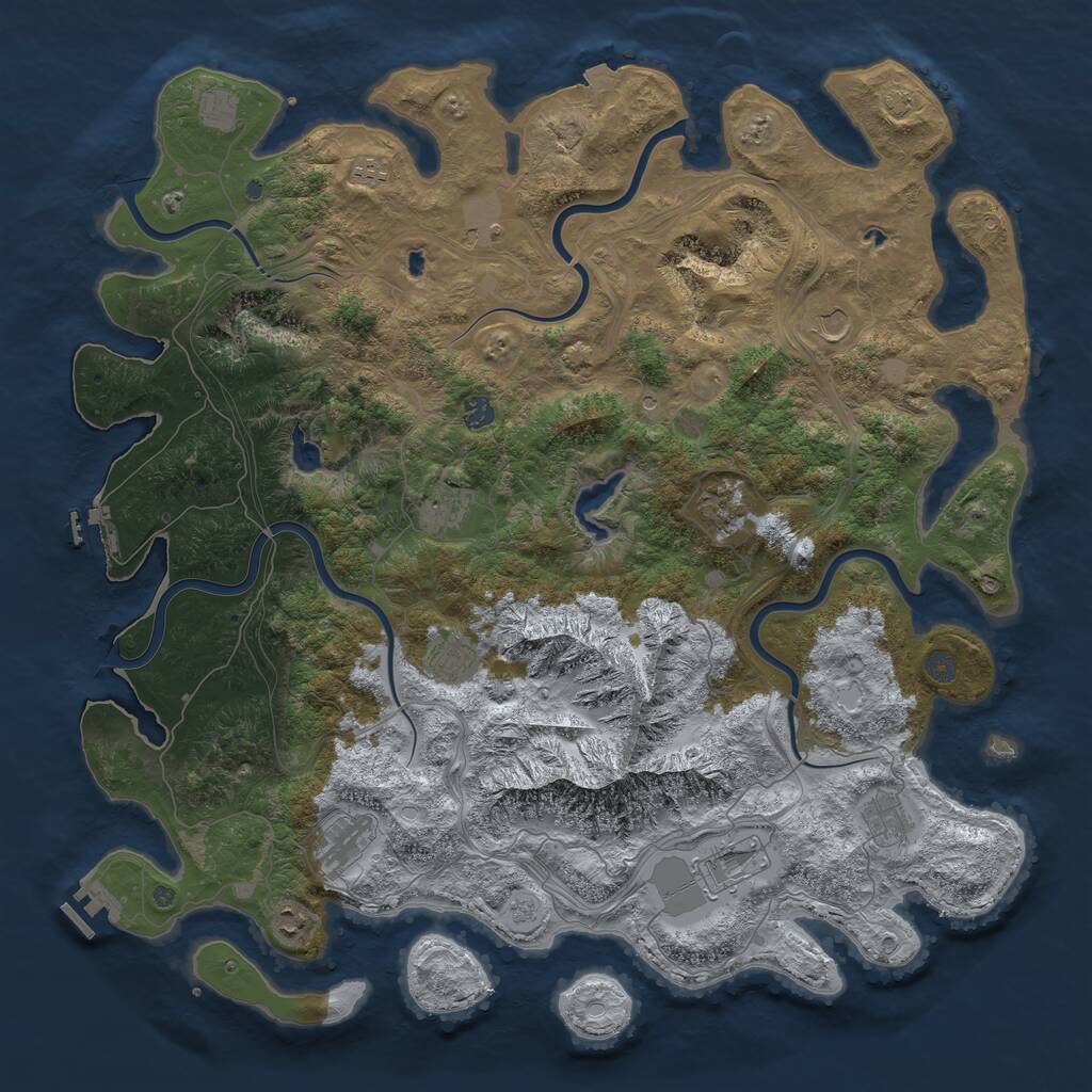 Rust Map: Procedural Map, Size: 5000, Seed: 77803, 19 Monuments