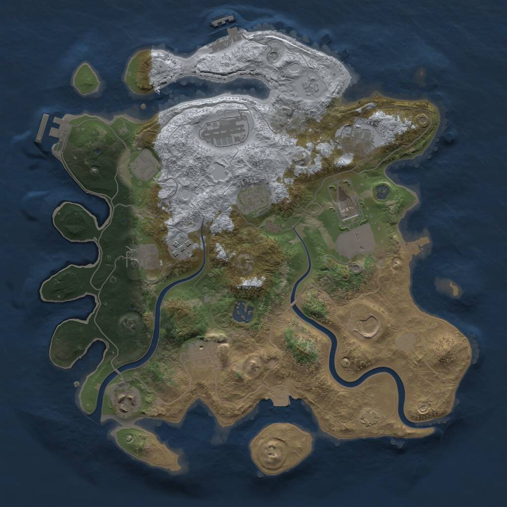 Rust Map: Procedural Map, Size: 3500, Seed: 389912715, 16 Monuments