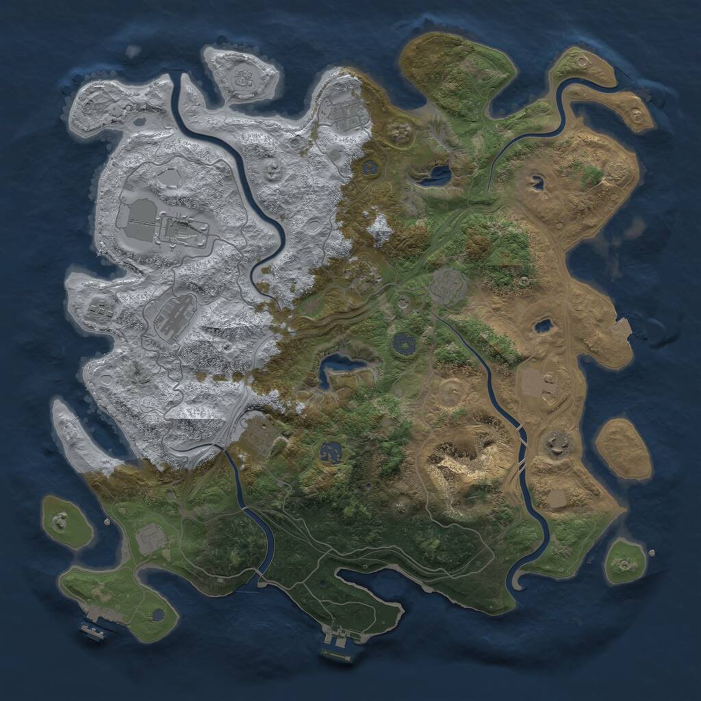 Rust Map: Procedural Map, Size: 4500, Seed: 514698408, 18 Monuments