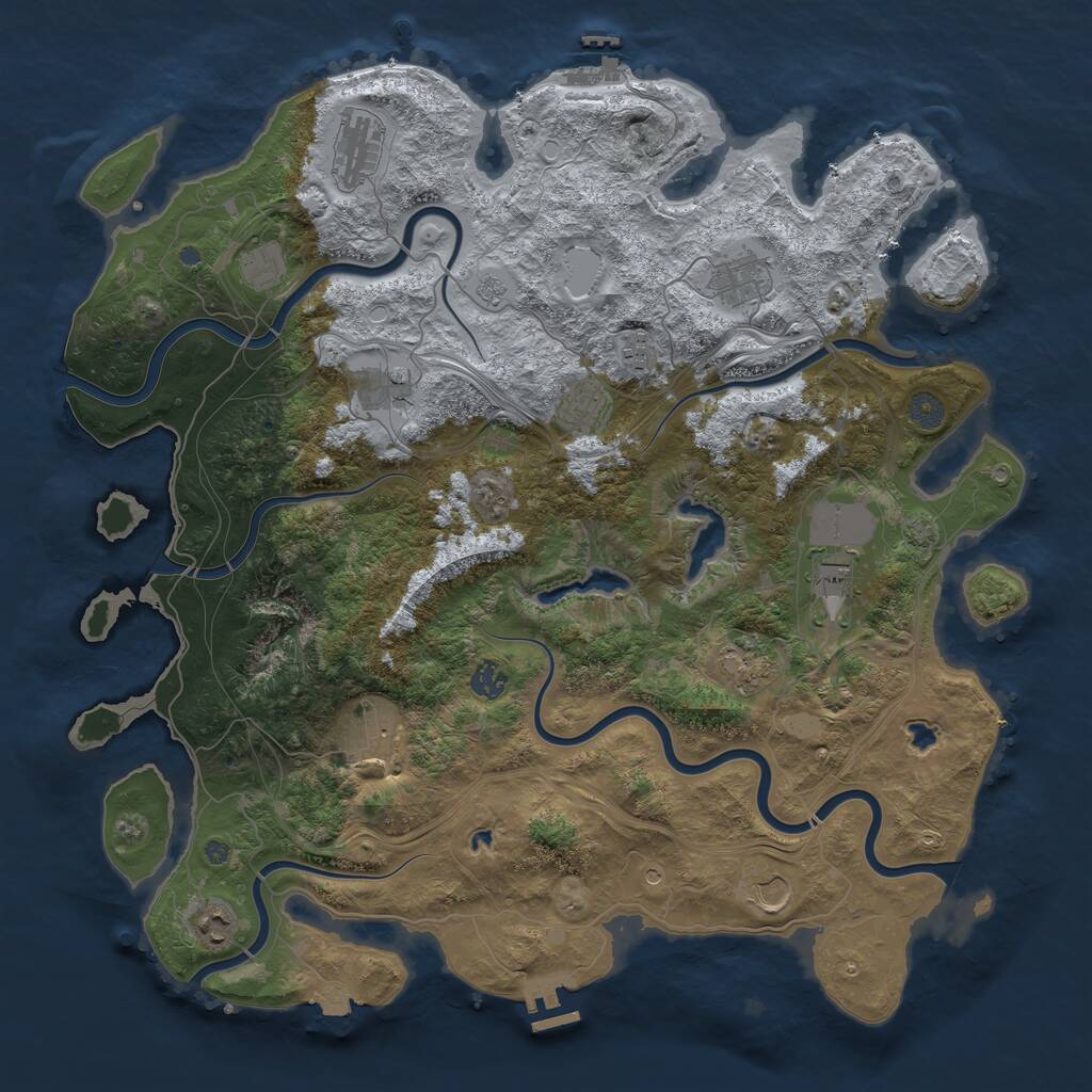 Rust Map: Procedural Map, Size: 4500, Seed: 1395388829, 19 Monuments