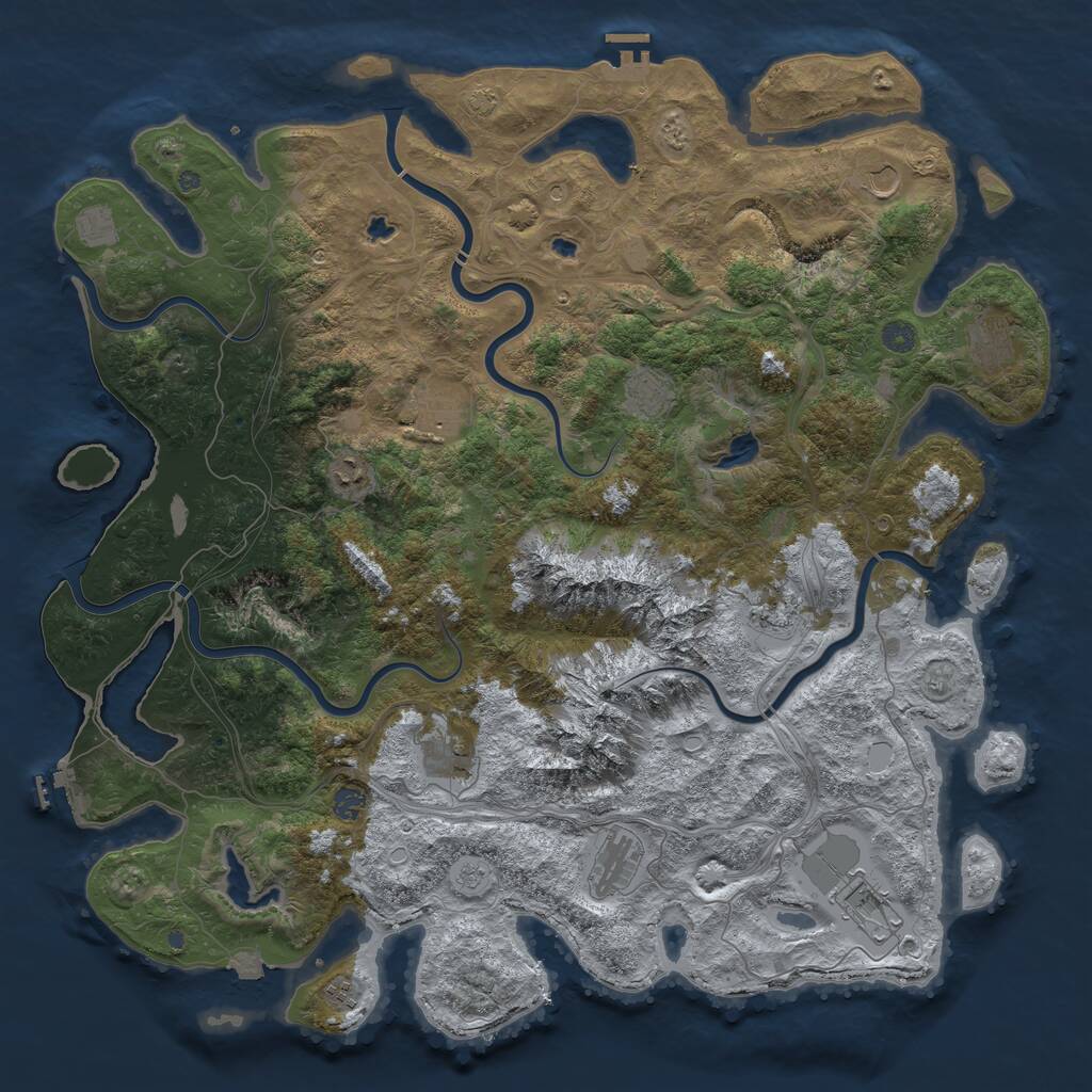 Rust Map: Procedural Map, Size: 5000, Seed: 639070103, 17 Monuments
