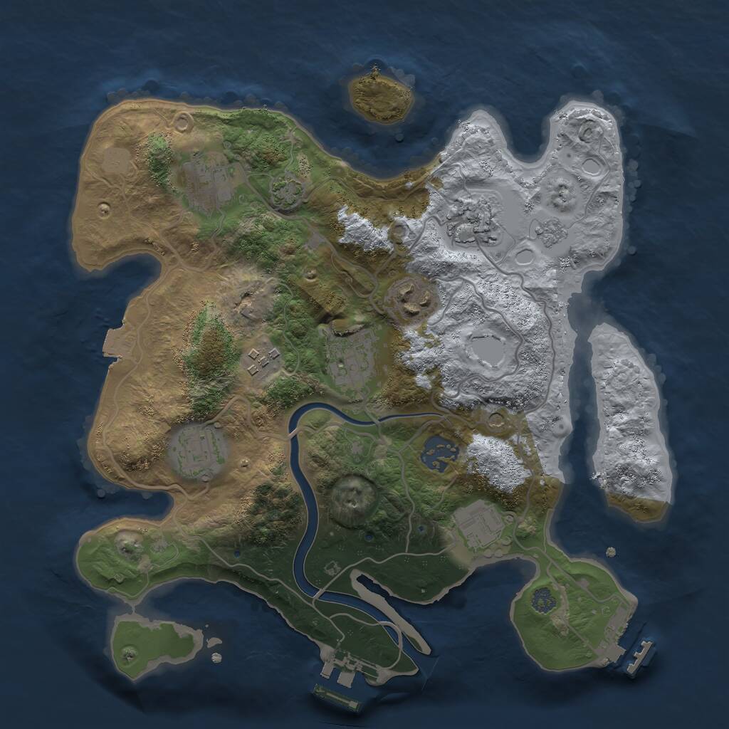 Rust Map: Procedural Map, Size: 3000, Seed: 769796990, 13 Monuments
