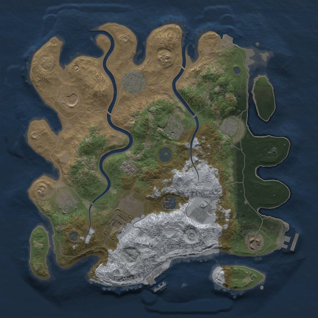 Rust Map: Procedural Map, Size: 3500, Seed: 1223917190, 16 Monuments