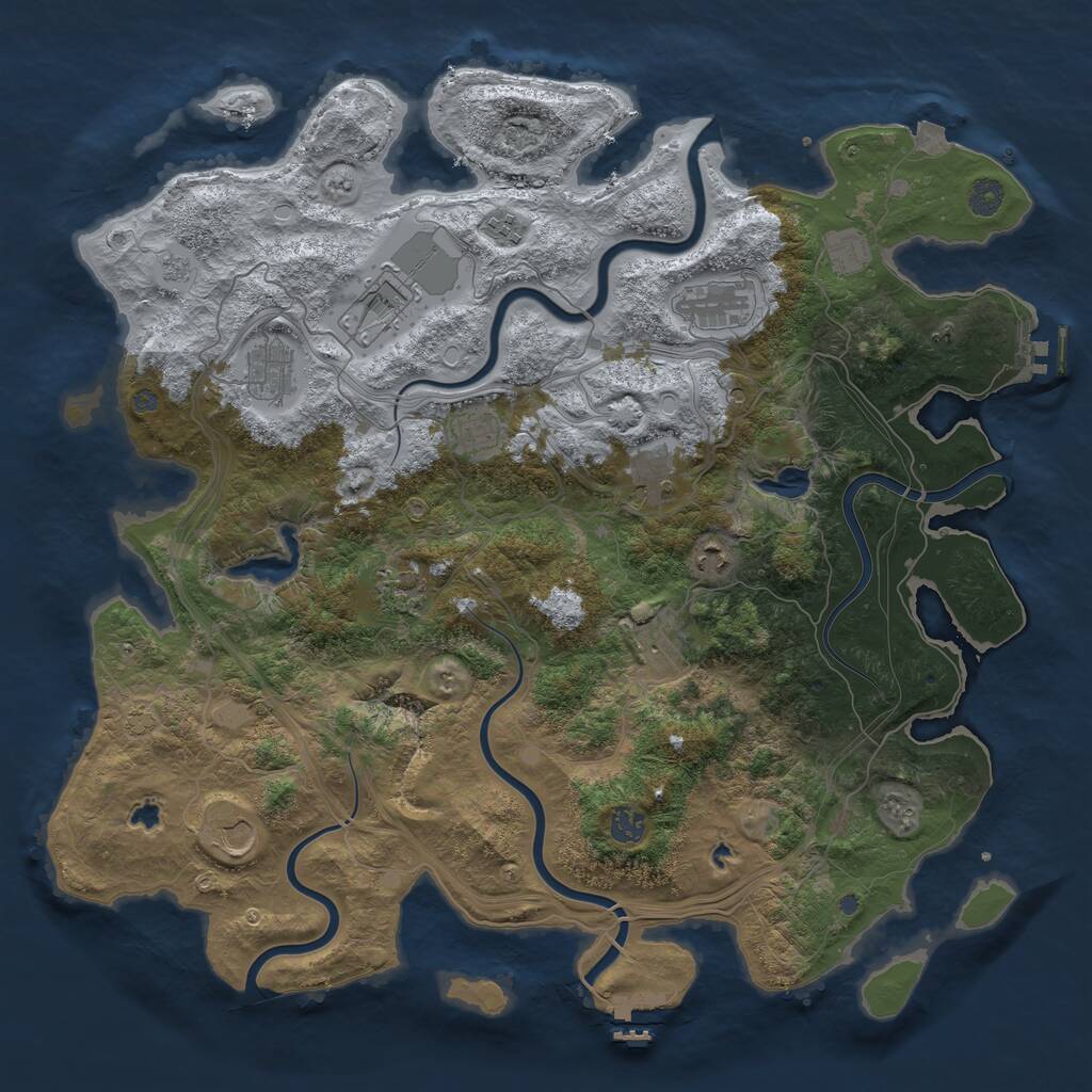 Rust Map: Procedural Map, Size: 4500, Seed: 1090998289, 17 Monuments