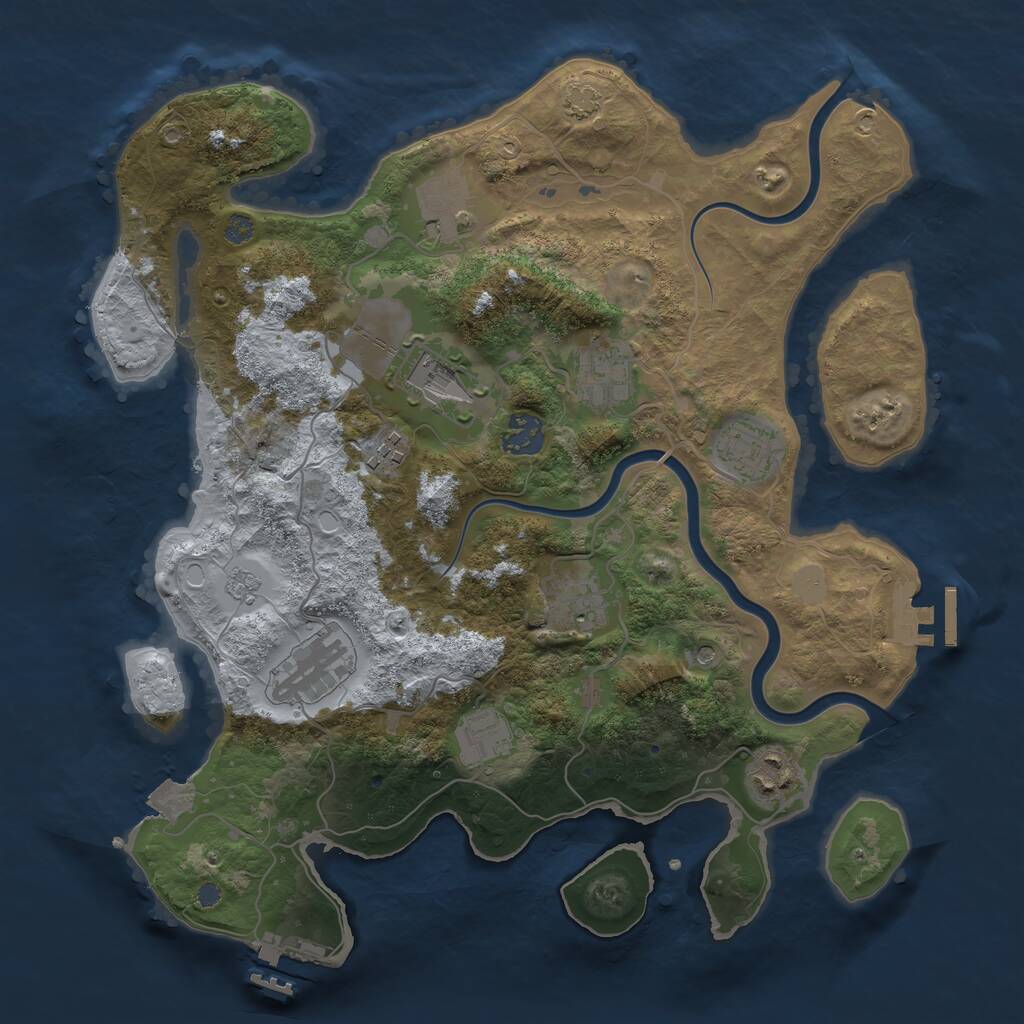 Rust Map: Procedural Map, Size: 3500, Seed: 1780872480, 17 Monuments