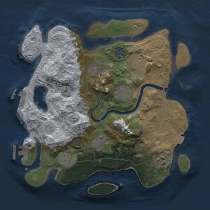 Thumbnail Rust Map: Procedural Map, Size: 3000, Seed: 1153344380, 15 Monuments