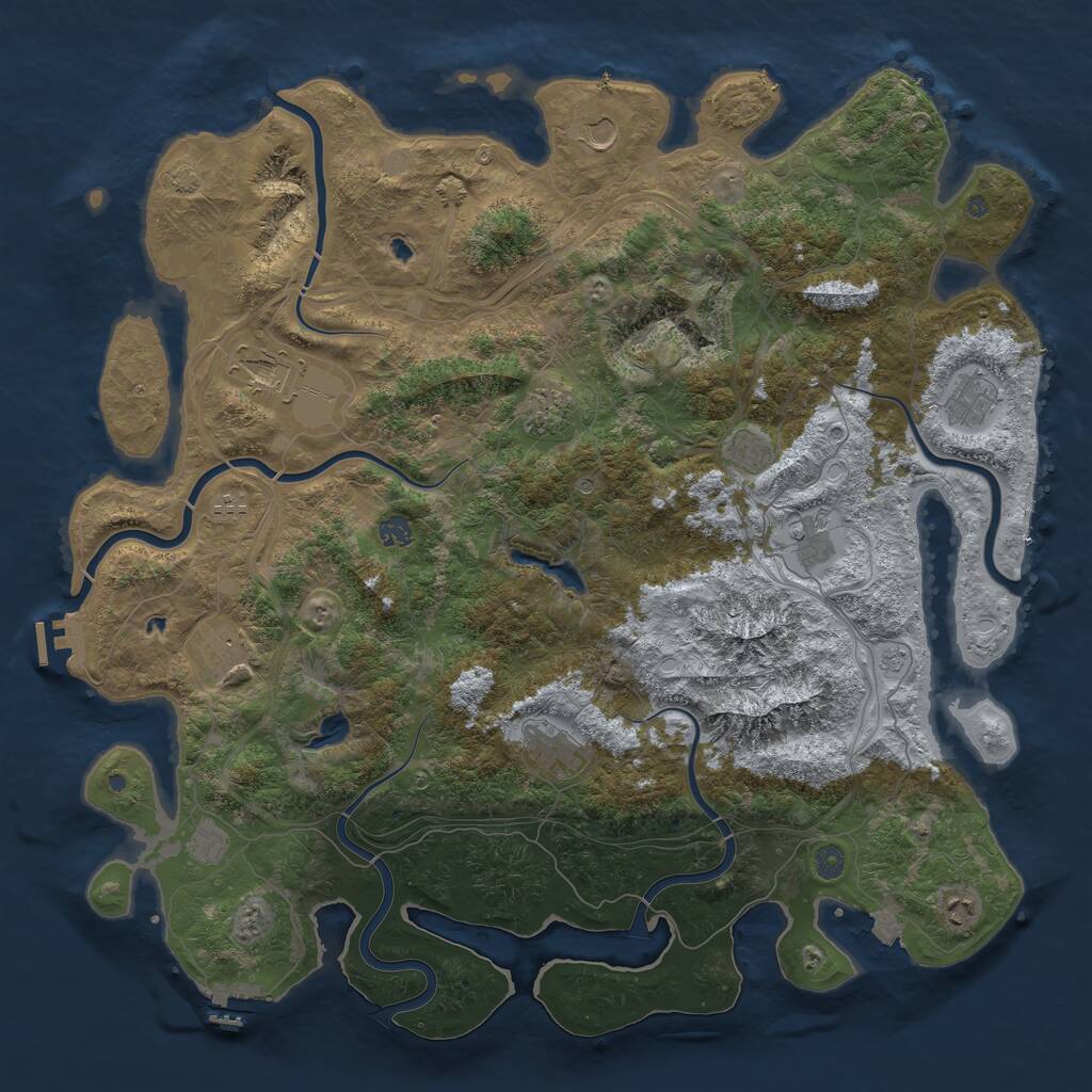 Rust Map: Procedural Map, Size: 5000, Seed: 14312931, 19 Monuments