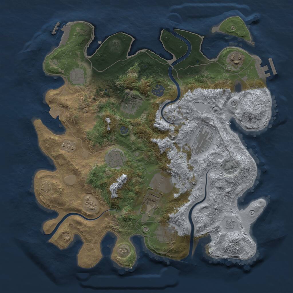 Rust Map: Procedural Map, Size: 3500, Seed: 485208350, 16 Monuments