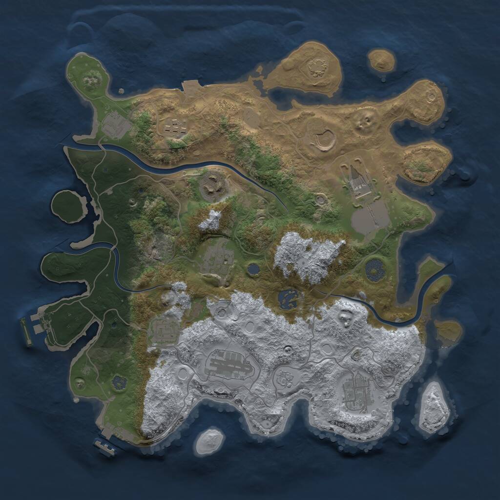 Rust Map: Procedural Map, Size: 3500, Seed: 691398964, 17 Monuments