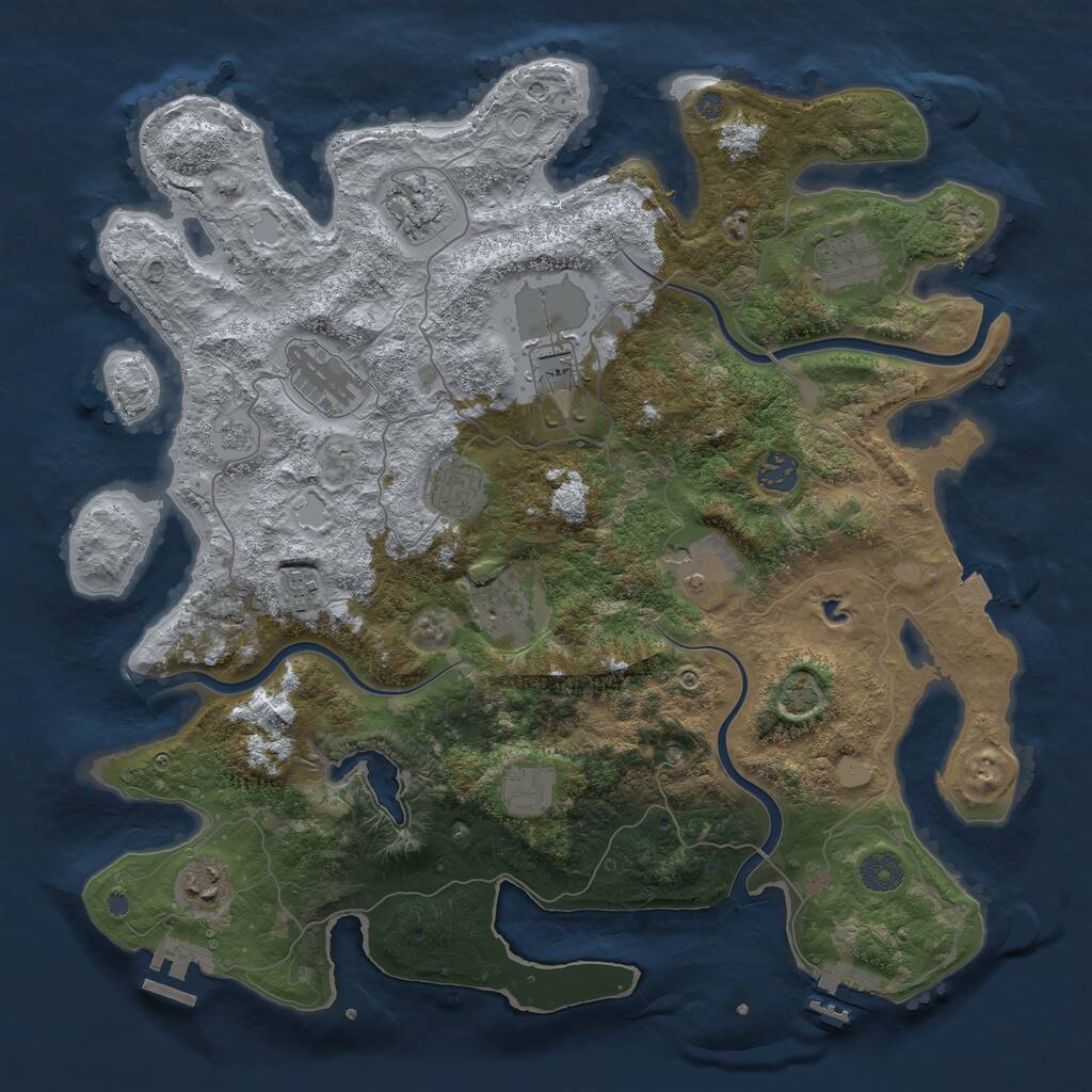 Rust Map: Procedural Map, Size: 4000, Seed: 1470699976, 18 Monuments
