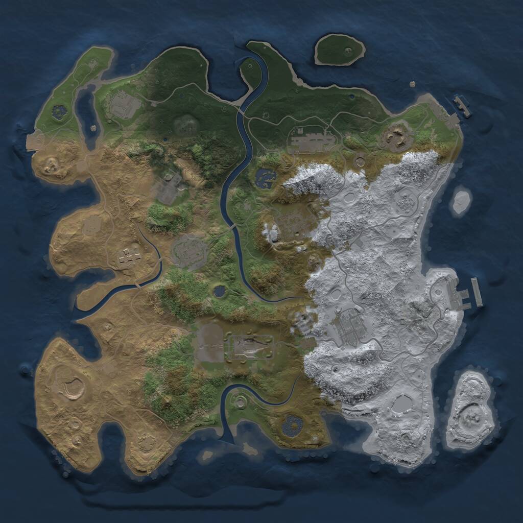 Rust Map: Procedural Map, Size: 3600, Seed: 1544317175, 16 Monuments