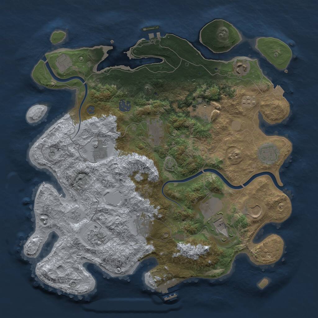 Rust Map: Procedural Map, Size: 3750, Seed: 2092666567, 19 Monuments