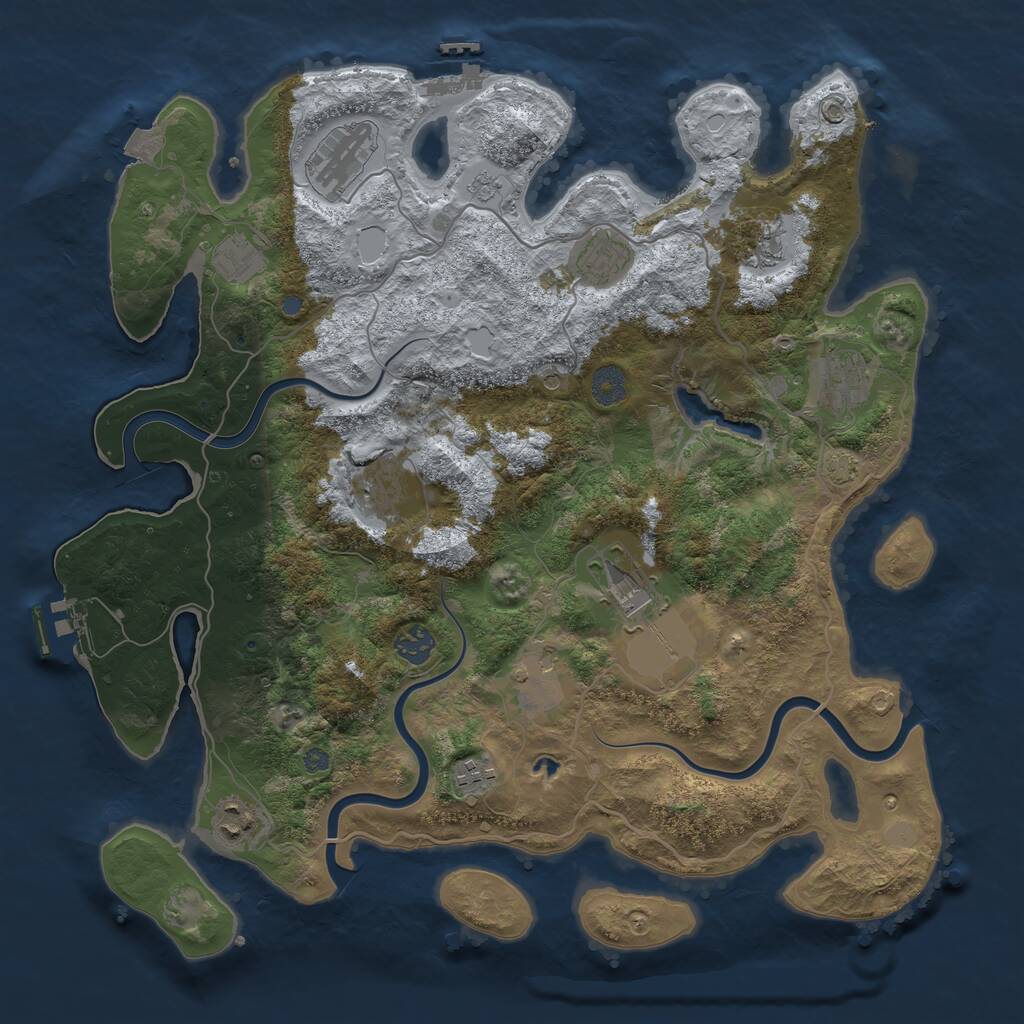 Rust Map: Procedural Map, Size: 4000, Seed: 1029610626, 18 Monuments