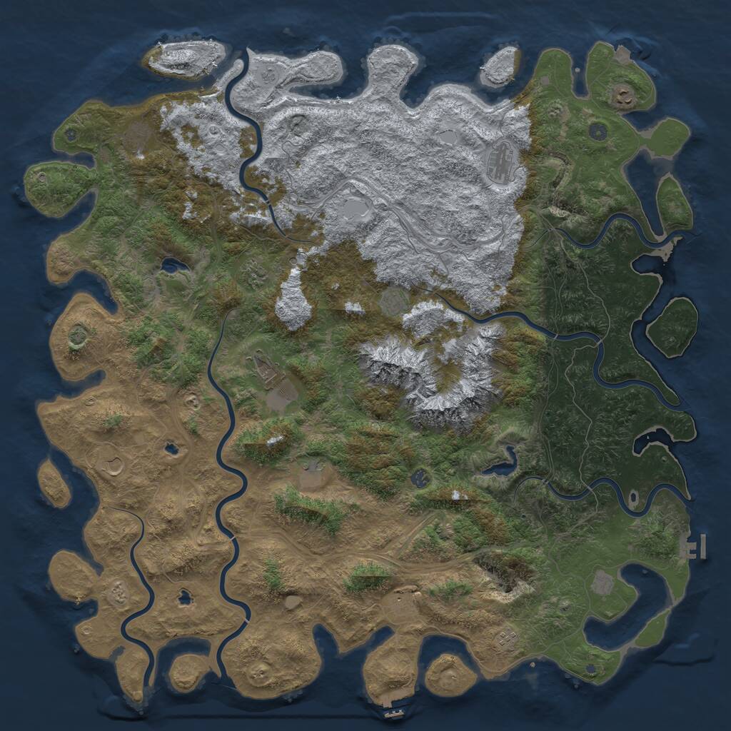 Rust Map: Procedural Map, Size: 6000, Seed: 1454824853, 19 Monuments