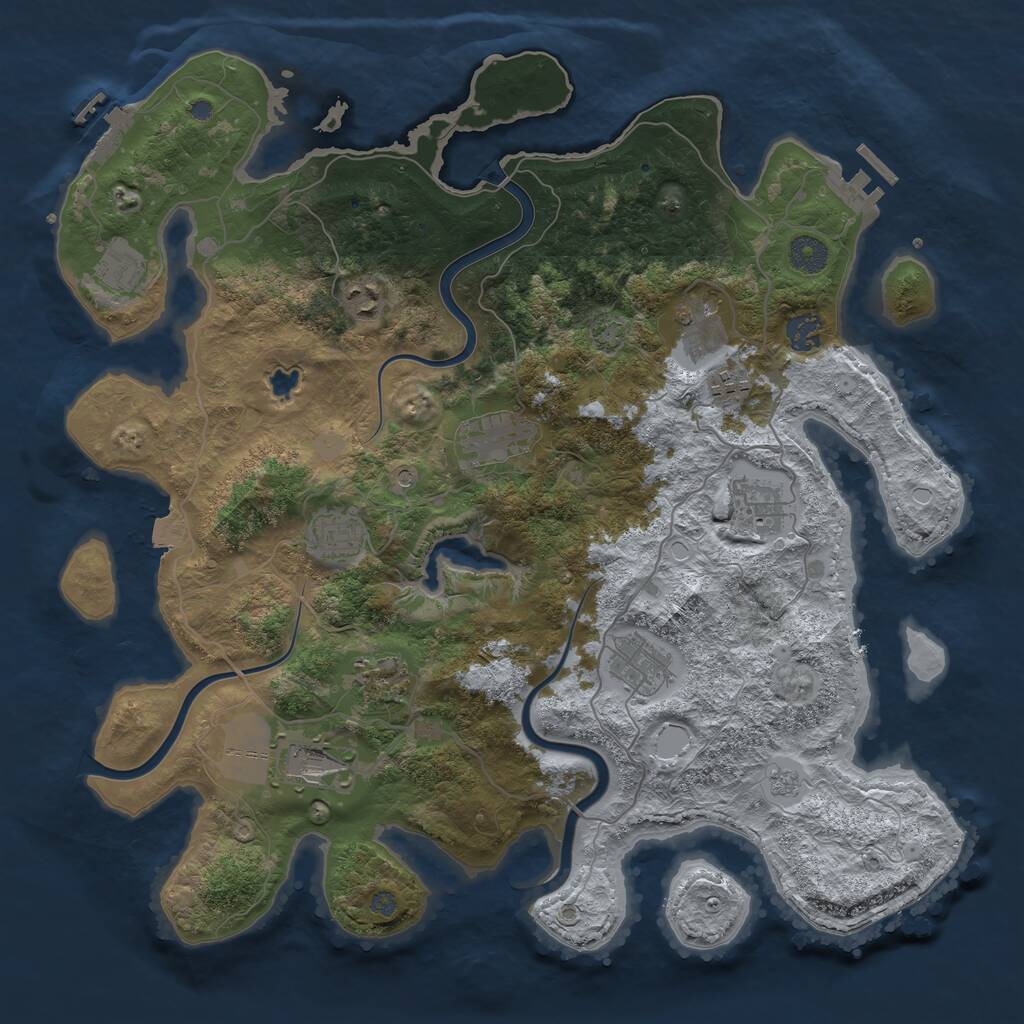 Rust Map: Procedural Map, Size: 4000, Seed: 1790985730, 18 Monuments