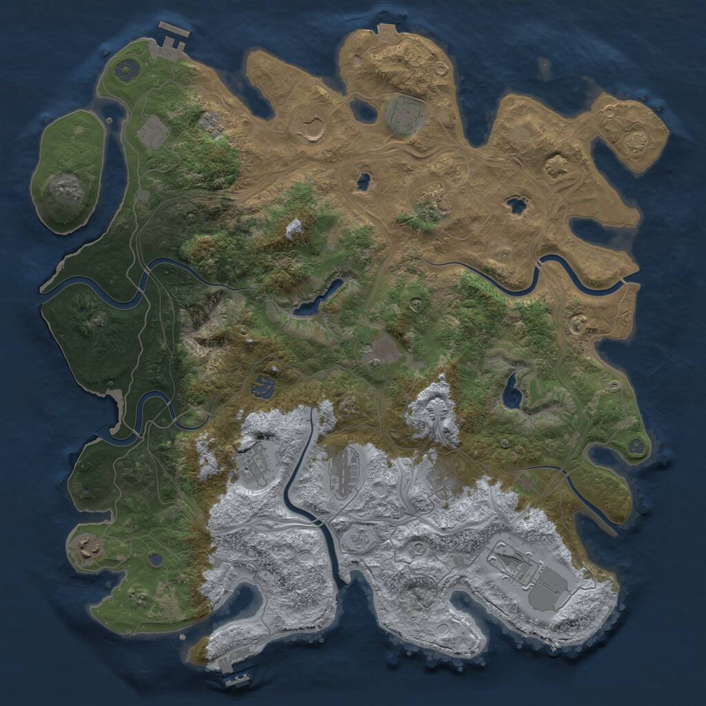Rust Map: Procedural Map, Size: 4500, Seed: 652579538, 17 Monuments