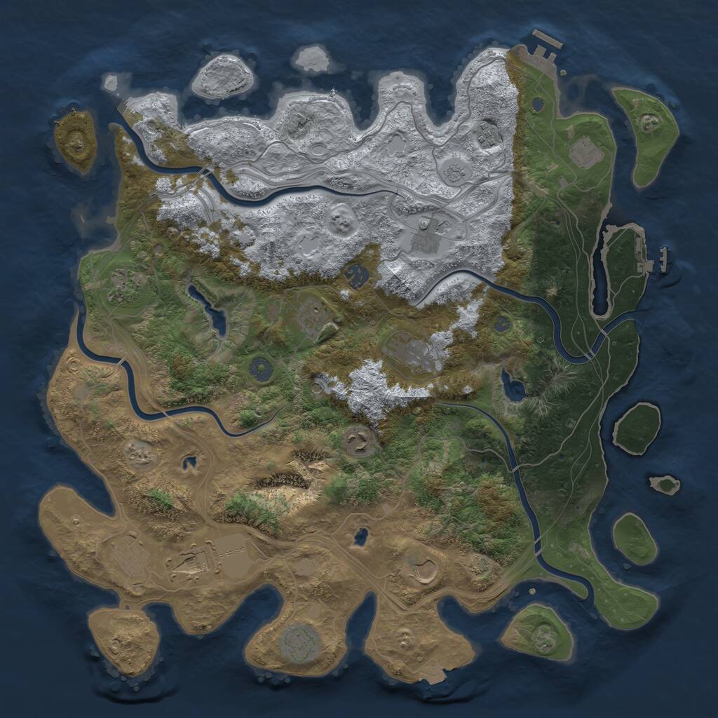 Rust Map: Procedural Map, Size: 4500, Seed: 1719041873, 17 Monuments