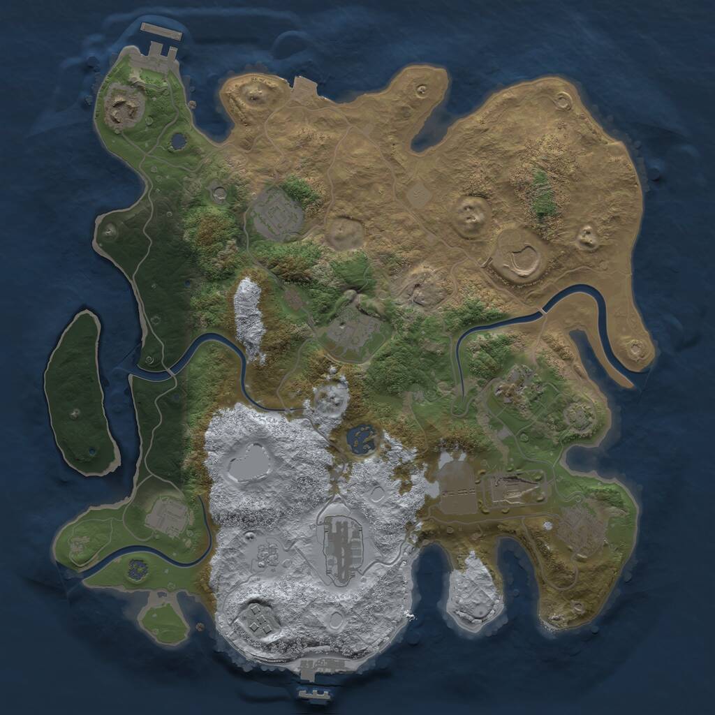 Rust Map: Procedural Map, Size: 3500, Seed: 513905, 18 Monuments