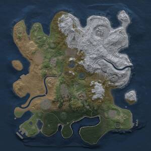 Thumbnail Rust Map: Procedural Map, Size: 3600, Seed: 1721594937, 17 Monuments