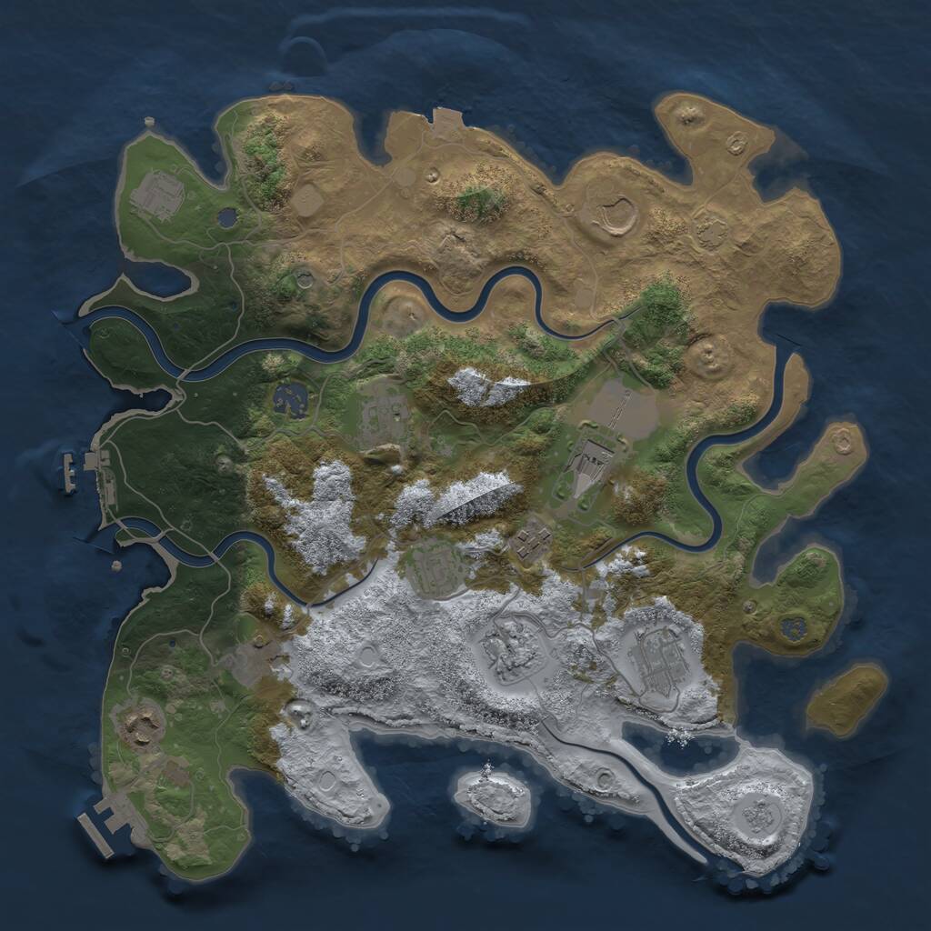 Rust Map: Procedural Map, Size: 3700, Seed: 1015624423, 18 Monuments