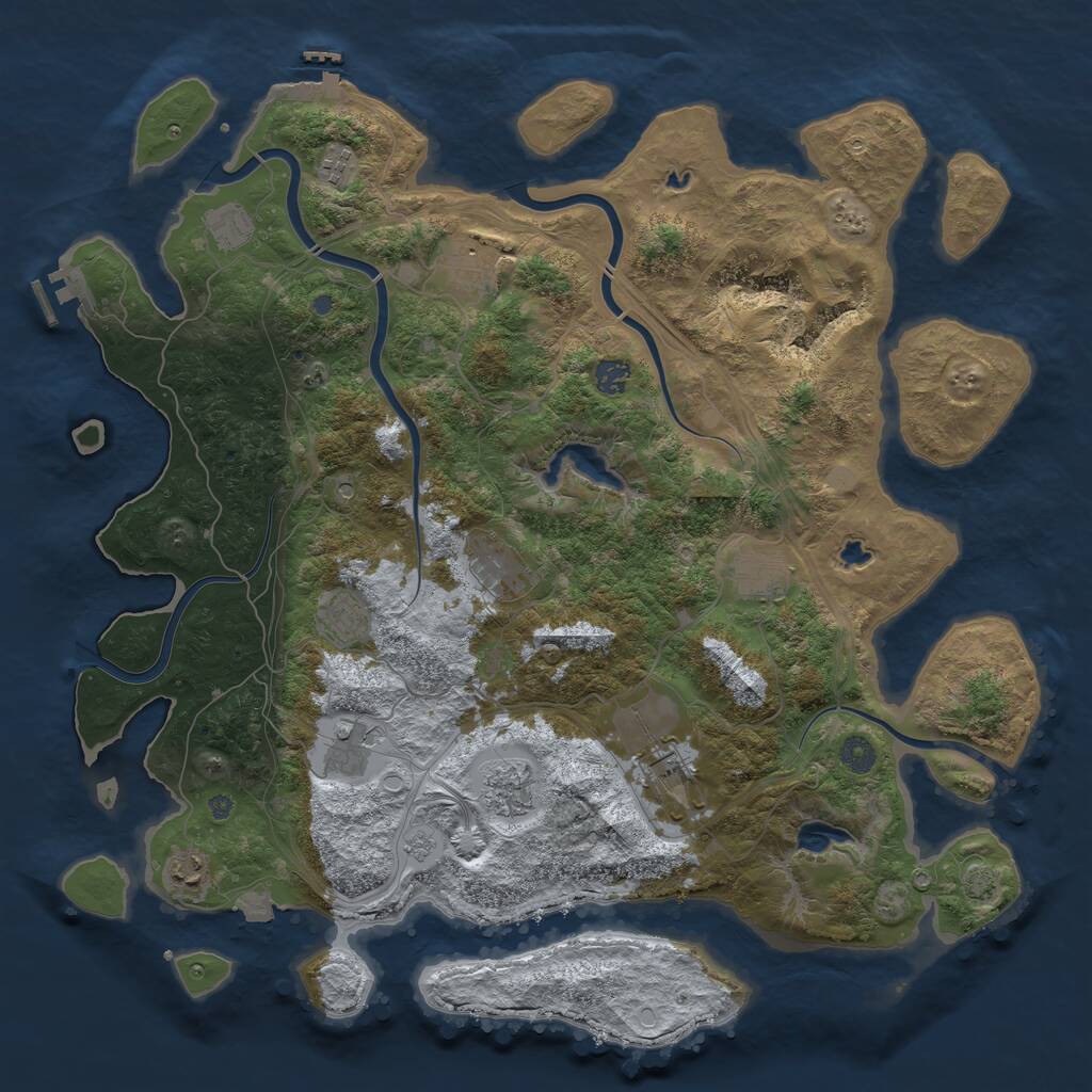 Rust Map: Procedural Map, Size: 4500, Seed: 37441, 18 Monuments