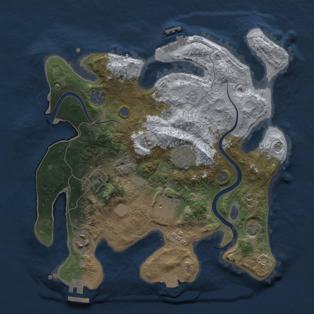 Rust Map: Procedural Map, Size: 3000, Seed: 1162924406, 12 Monuments