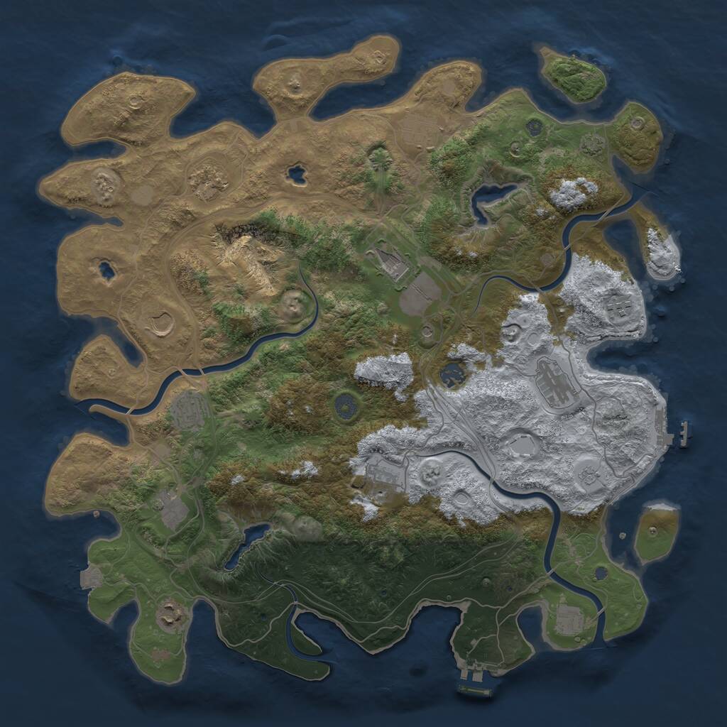 Rust Map: Procedural Map, Size: 4500, Seed: 1116189609, 19 Monuments