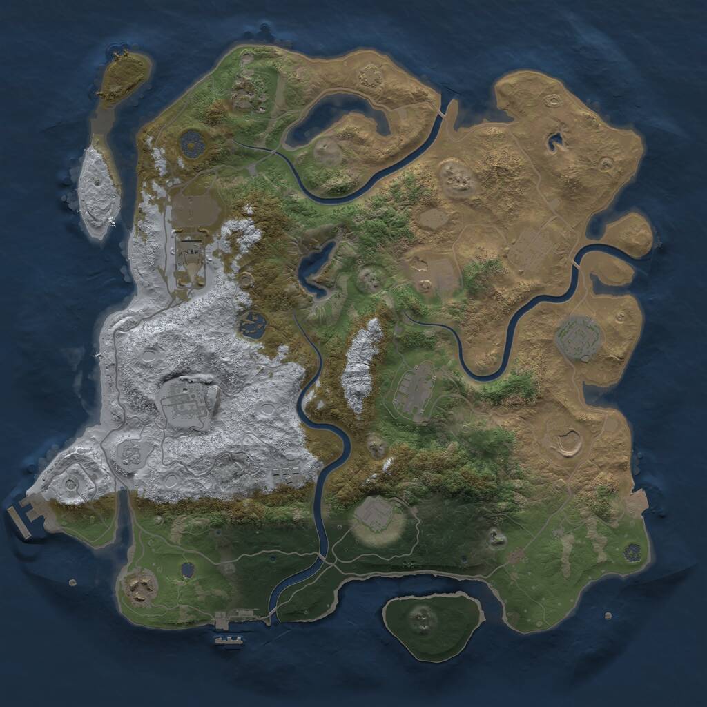 Rust Map: Procedural Map, Size: 4000, Seed: 1036505498, 19 Monuments