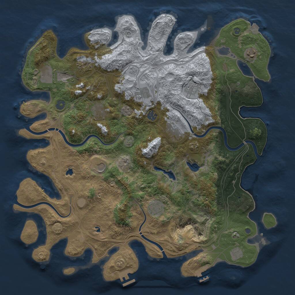 Rust Map: Procedural Map, Size: 4500, Seed: 1194146686, 19 Monuments