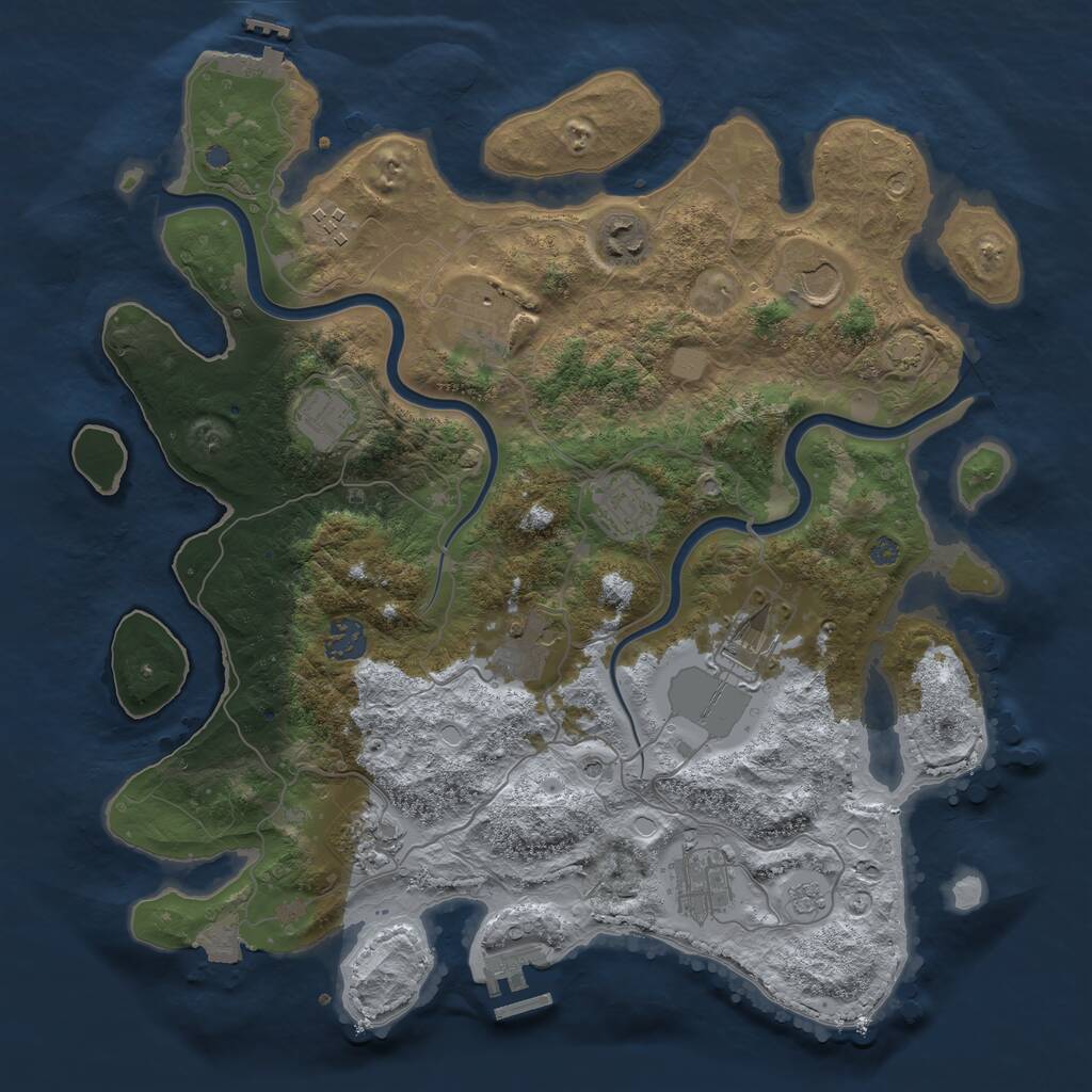 Rust Map: Procedural Map, Size: 3750, Seed: 763001245, 18 Monuments
