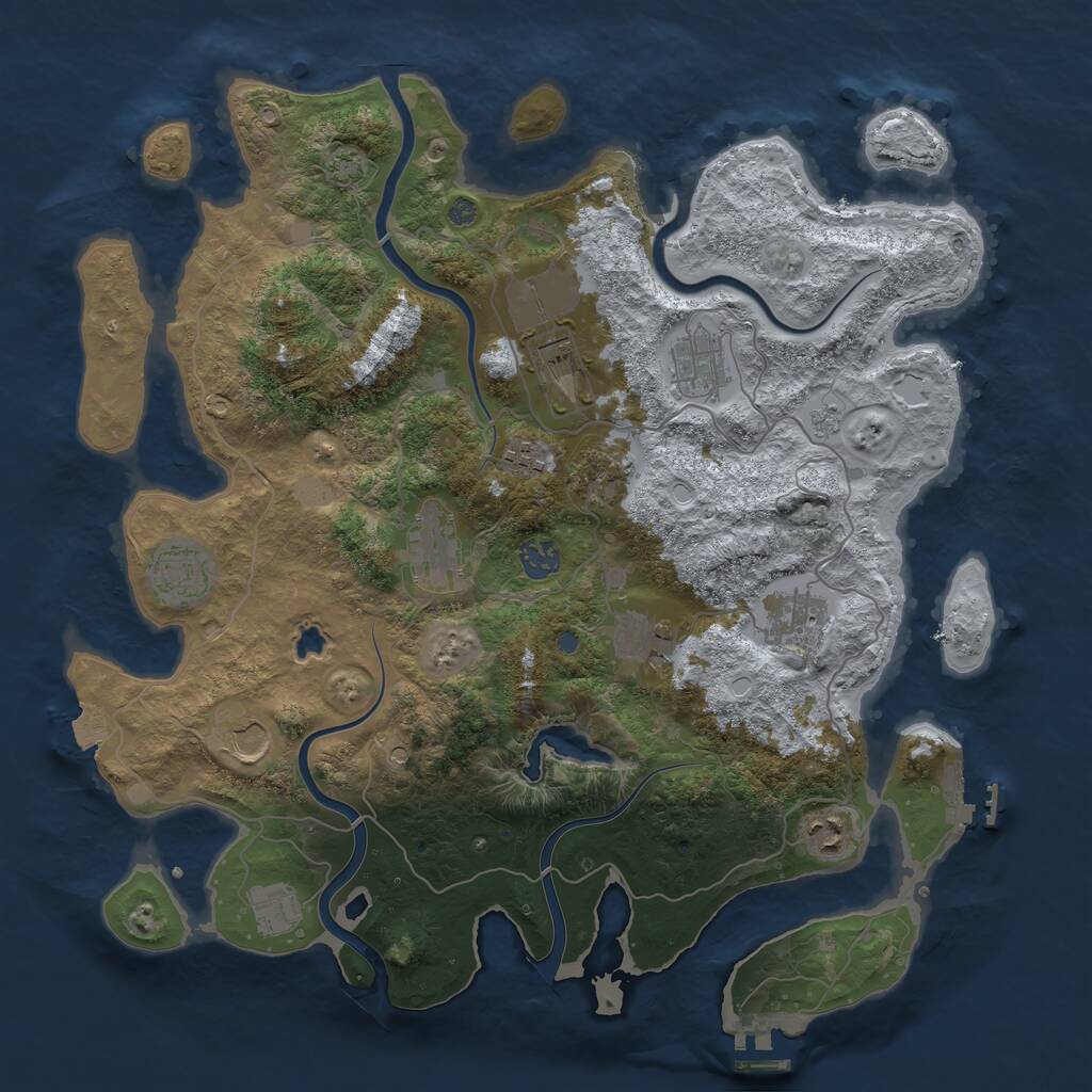 Rust Map: Procedural Map, Size: 4000, Seed: 1791590498, 19 Monuments