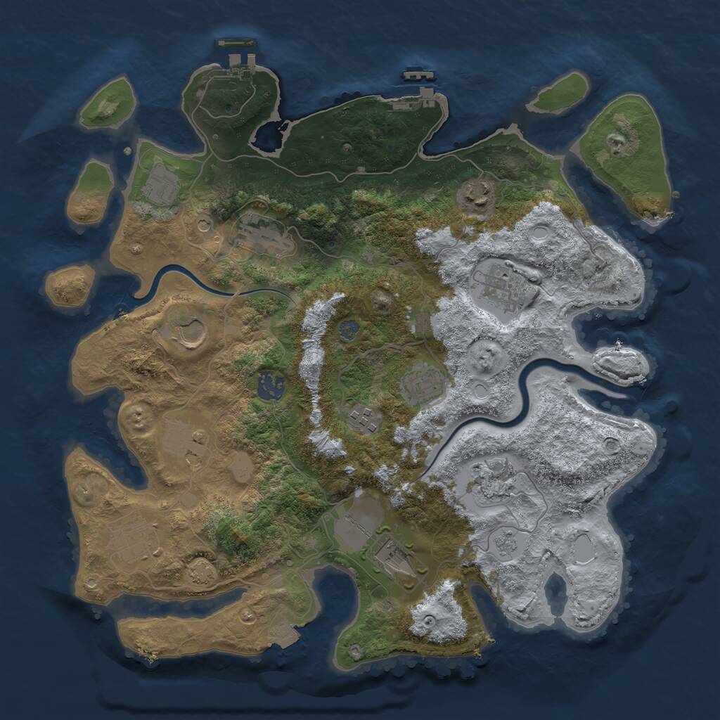 Rust Map: Procedural Map, Size: 3700, Seed: 1255754510, 19 Monuments