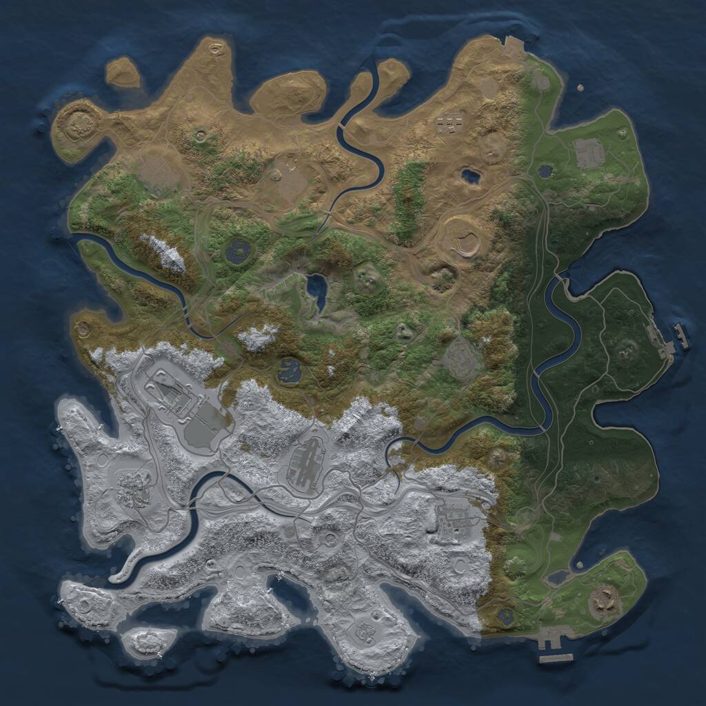 Rust Map: Procedural Map, Size: 4250, Seed: 1362723030, 17 Monuments
