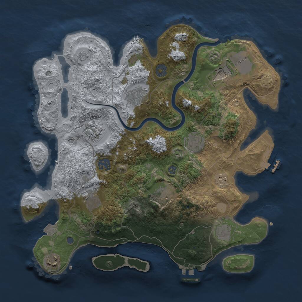 Rust Map: Procedural Map, Size: 3500, Seed: 833938114, 17 Monuments