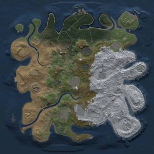 Thumbnail Rust Map: Procedural Map, Size: 3500, Seed: 77258002, 17 Monuments