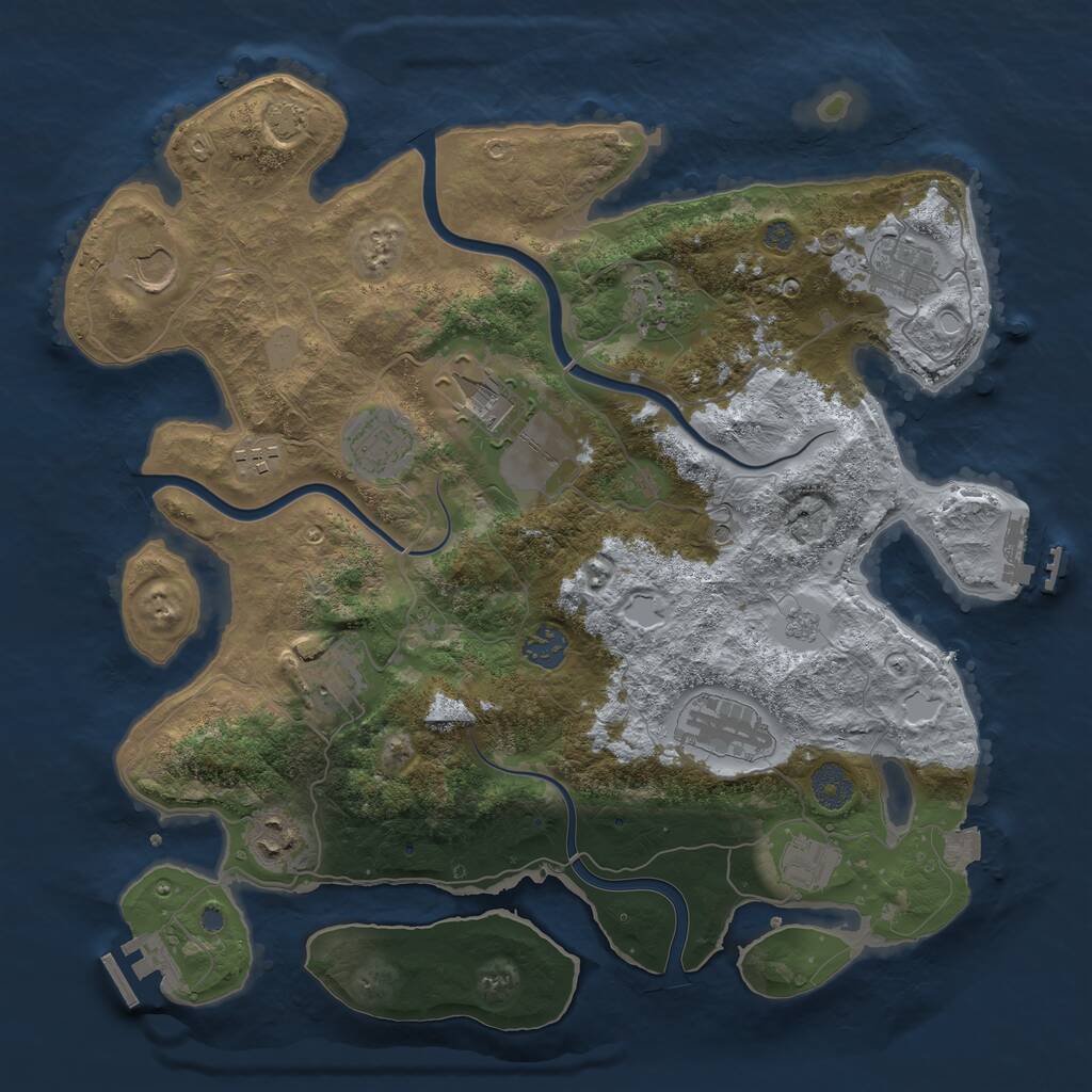 Rust Map: Procedural Map, Size: 3750, Seed: 587418998, 18 Monuments