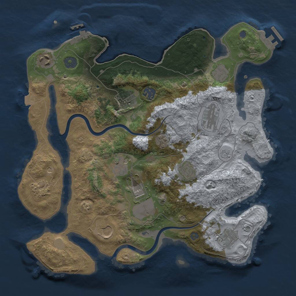Rust Map: Procedural Map, Size: 3500, Seed: 763952, 19 Monuments