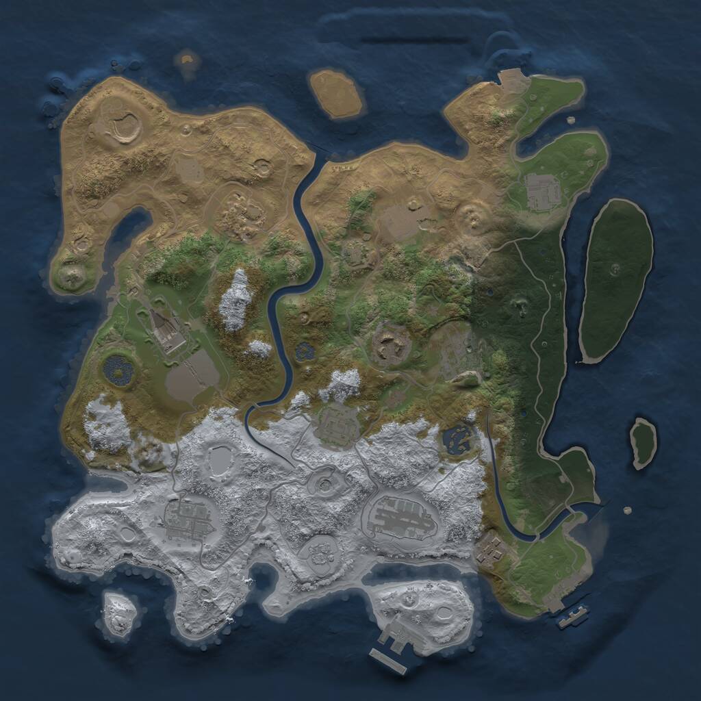 Rust Map: Procedural Map, Size: 3500, Seed: 276429, 19 Monuments