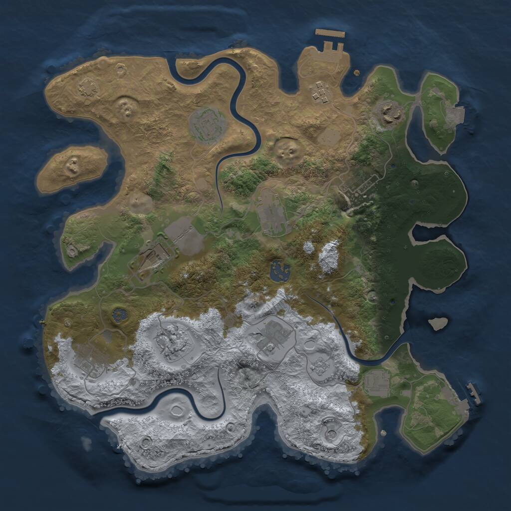 Rust Map: Procedural Map, Size: 3500, Seed: 1752439757, 18 Monuments