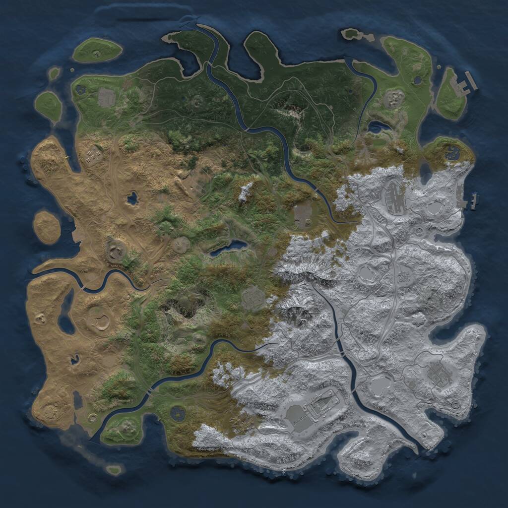 Rust Map: Procedural Map, Size: 5000, Seed: 977596642, 19 Monuments