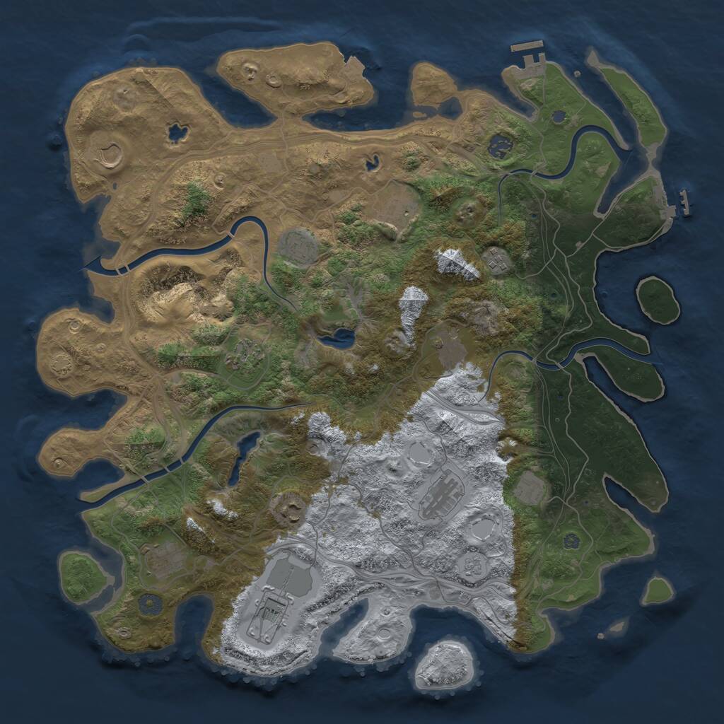 Rust Map: Procedural Map, Size: 4500, Seed: 398877, 19 Monuments