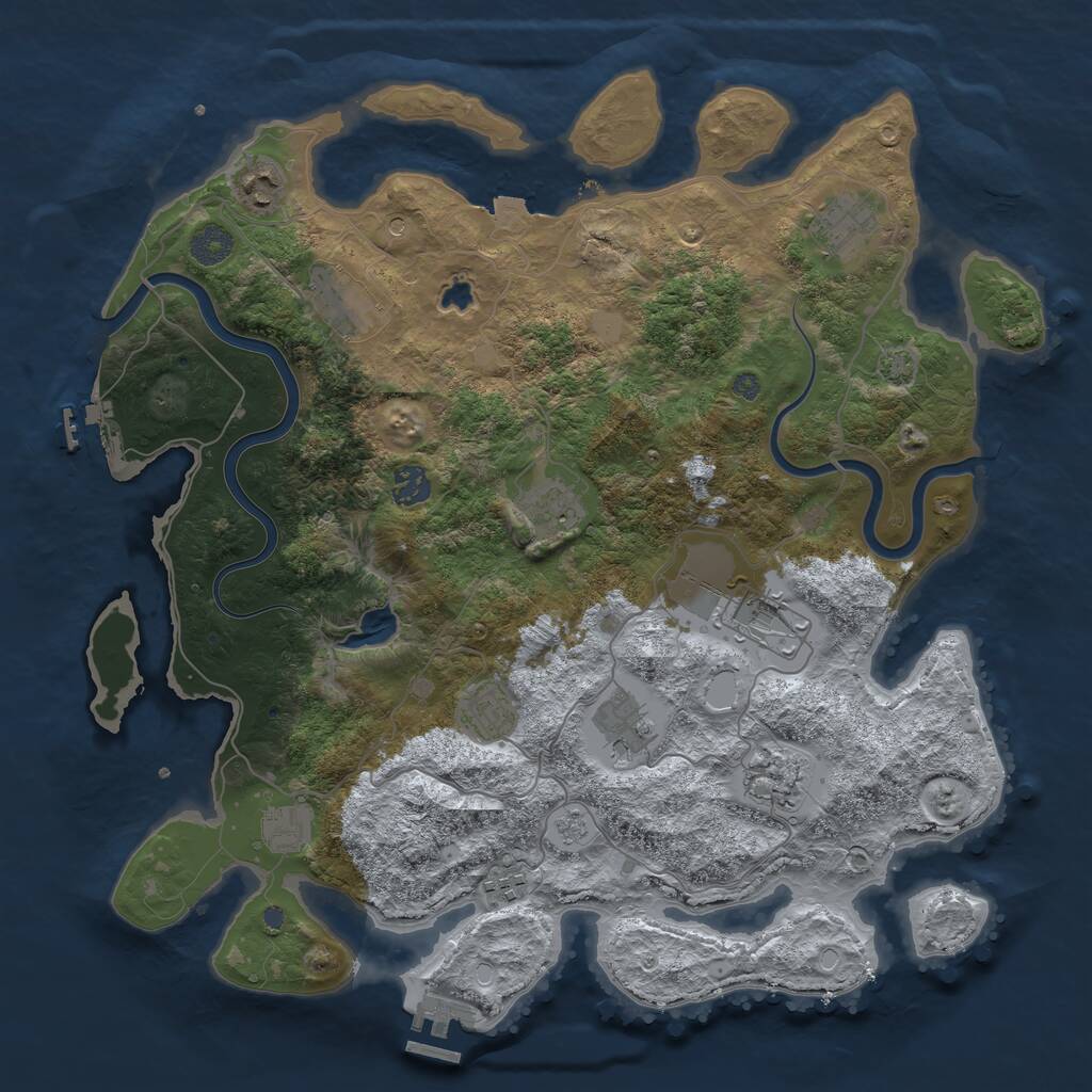 Rust Map: Procedural Map, Size: 4000, Seed: 461791797, 18 Monuments