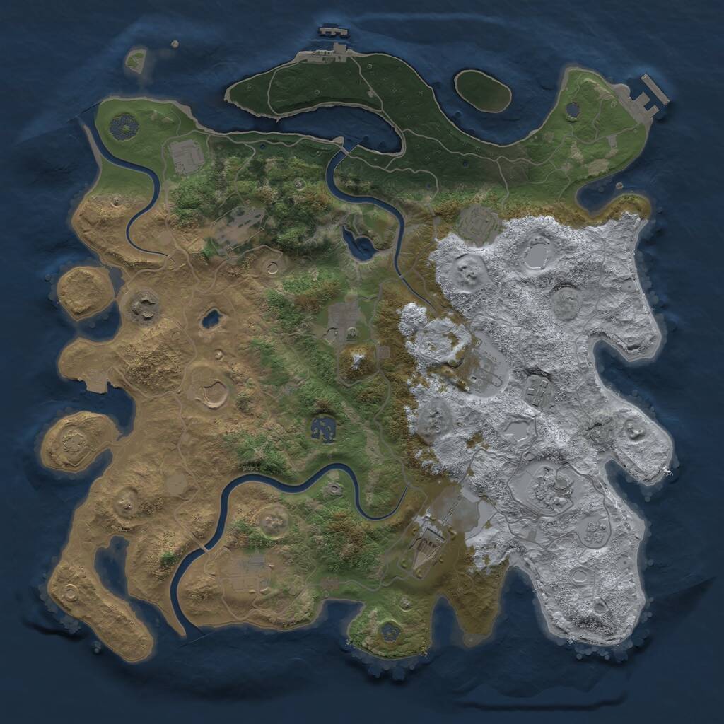 Rust Map: Procedural Map, Size: 4000, Seed: 1408970281, 17 Monuments