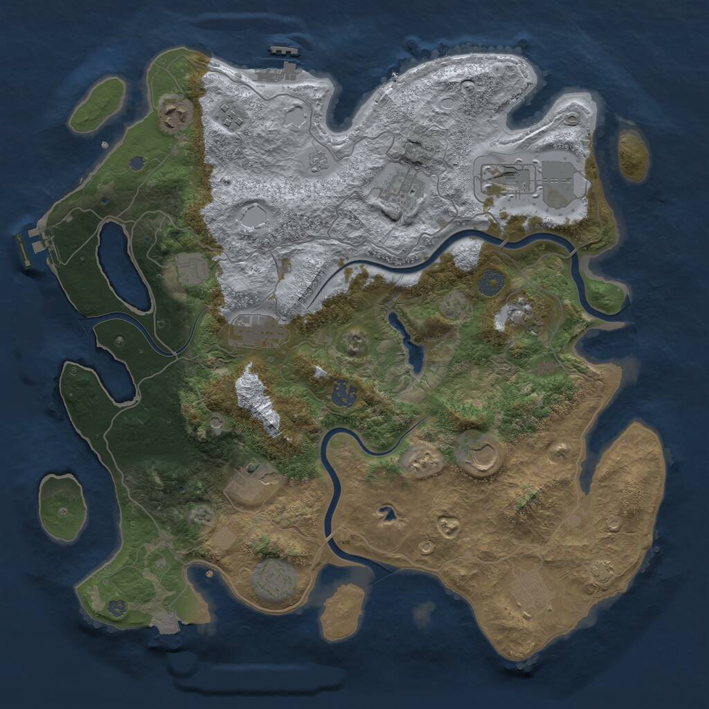 Rust Map: Procedural Map, Size: 4000, Seed: 481606, 17 Monuments
