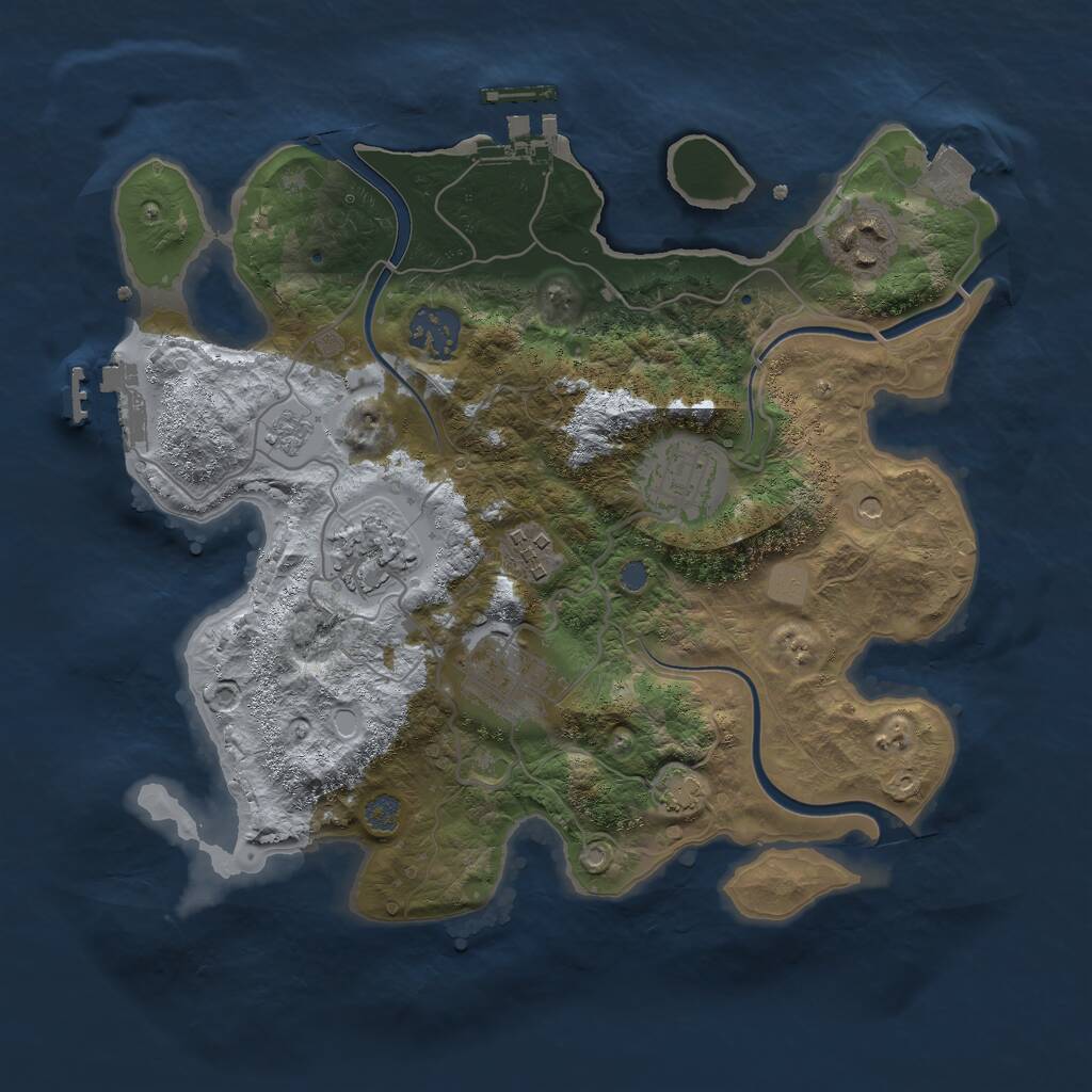 Rust Map: Procedural Map, Size: 3000, Seed: 646642074, 12 Monuments