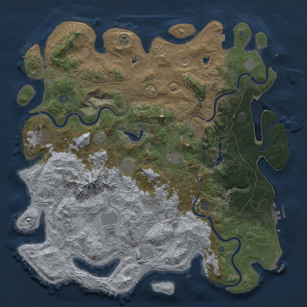 Rust Map: Procedural Map, Size: 5000, Seed: 36517, 19 Monuments