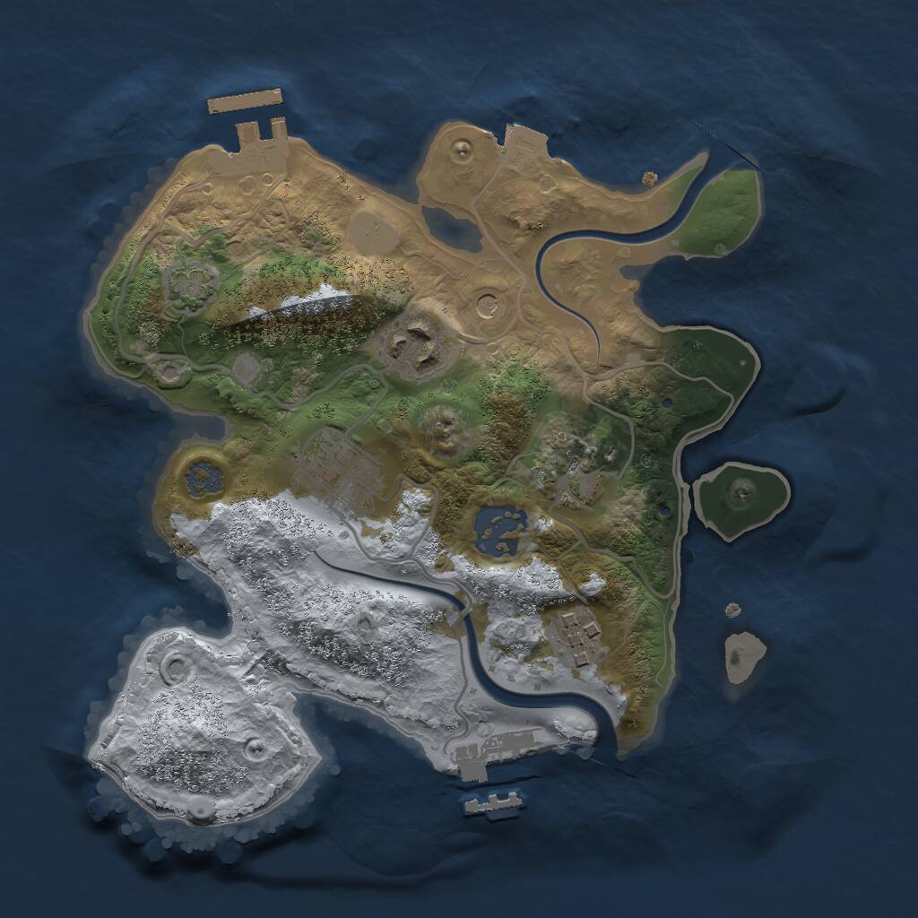 Rust Map: Procedural Map, Size: 2500, Seed: 1371477896, 12 Monuments