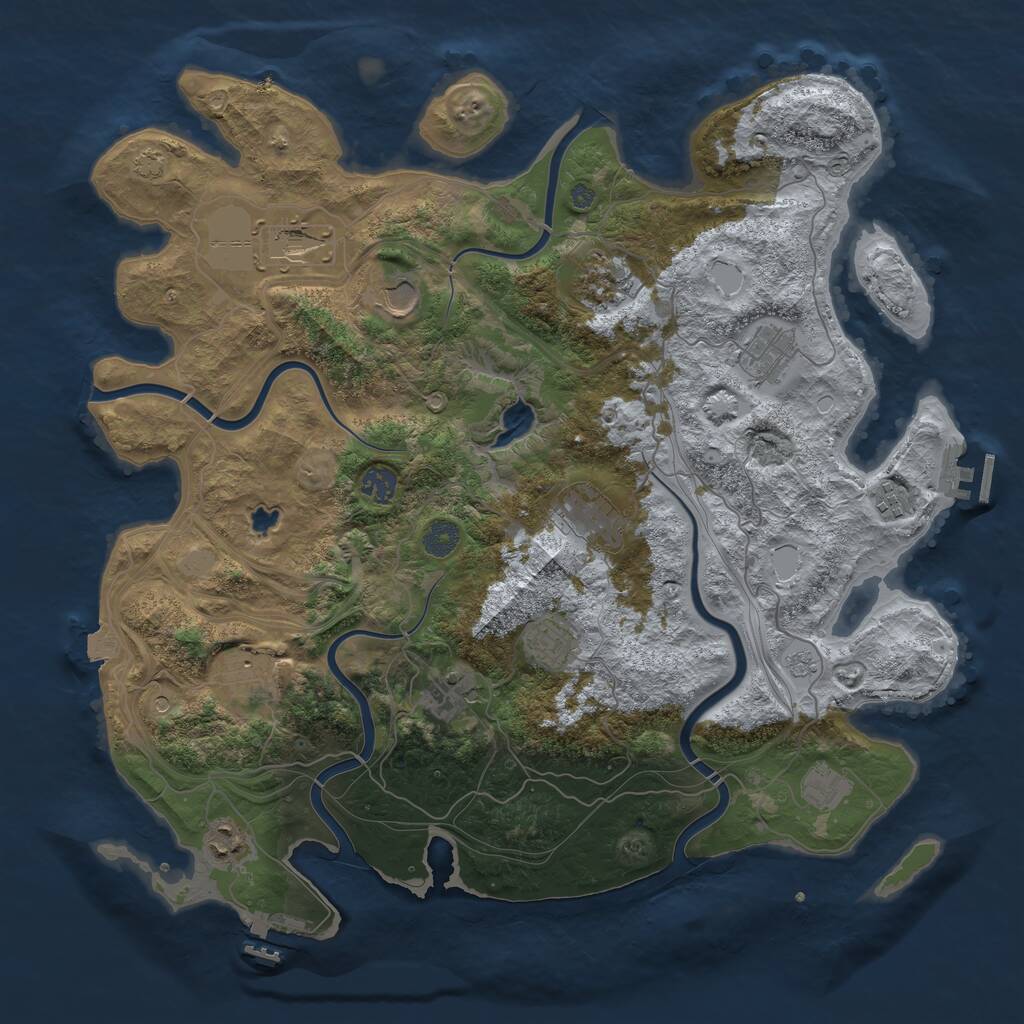 Rust Map: Procedural Map, Size: 4250, Seed: 872505873, 19 Monuments